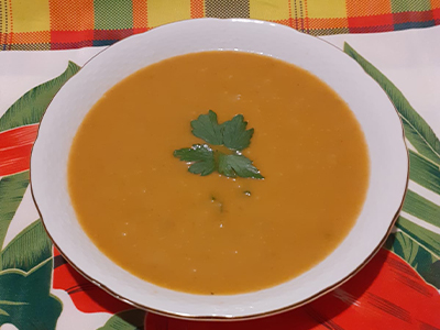 Velouté de giraumon aux crevettes